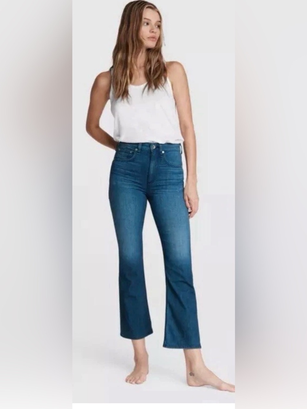 Rag & Bone Nina High-Rise Ankle Flare Jeans Poppy Medium Dark Wash Size 29